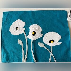 Hungarian White Poppies Flower Embroidered Wool Pillow Cover Sandor Collection